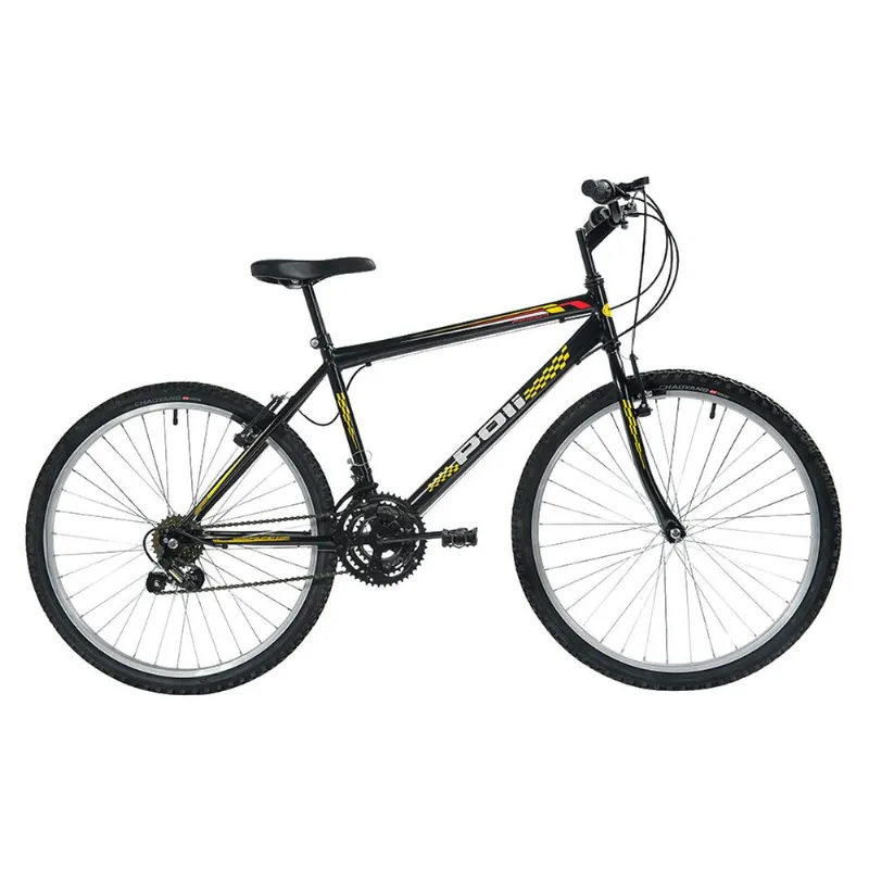 Bicicleta Aro 26 Polimet 18 Marchas MTB Lazer Preta