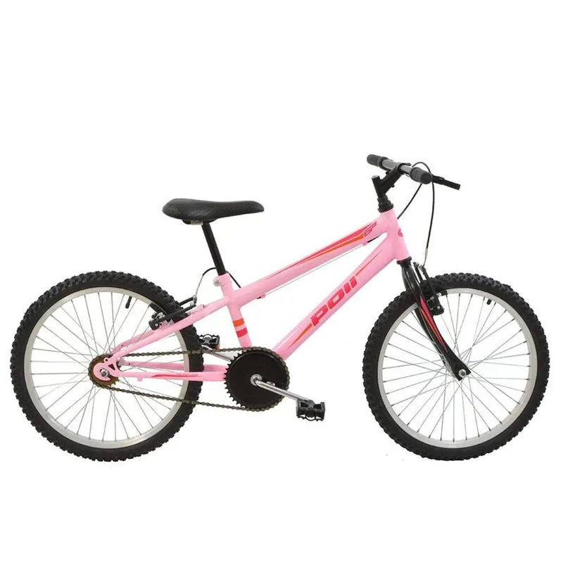 Bicicleta MTB Aro 20 V-Brake Feminina Rosa - Polimet 7139