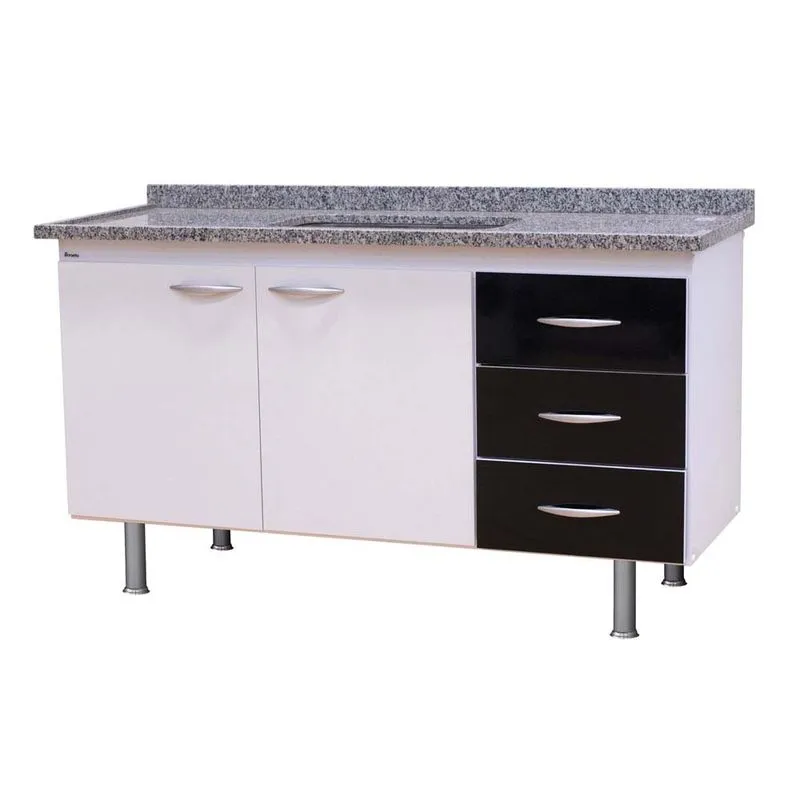 Gabinete de cozinha 150cm Milano branco e preto Bonatto
