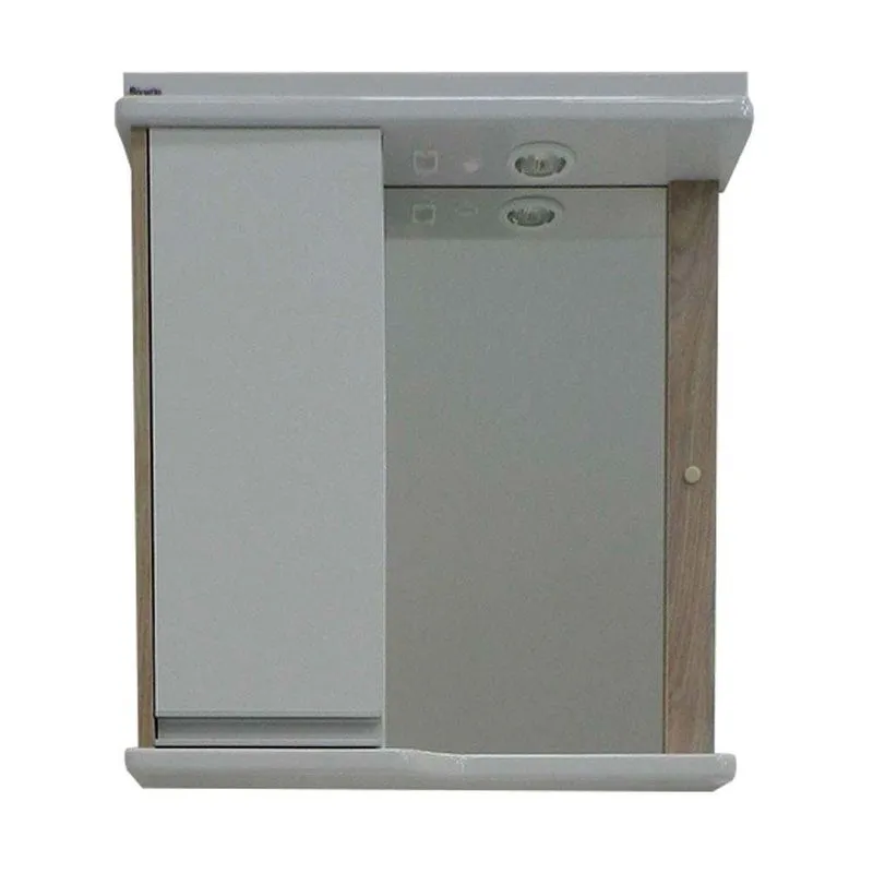 Armário para banheiro Bahamas 62cm branco com madeirado Bonatto Espelheira para banheiro Bahamas 62cm branco com madeirado Bonatto