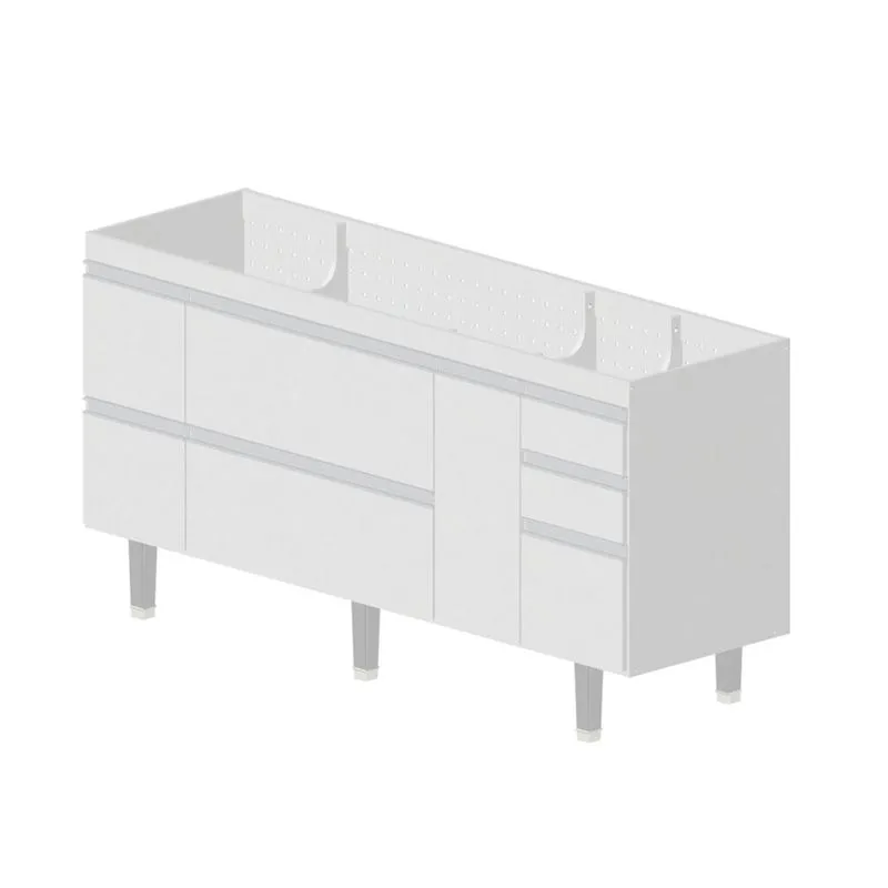 Gabinete de cozinha Montreal 1395 174,4x53cm branco com madeirado Bonatto