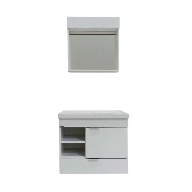 Gabinete Angra 50cm com armário central e tampo branco Bonatto