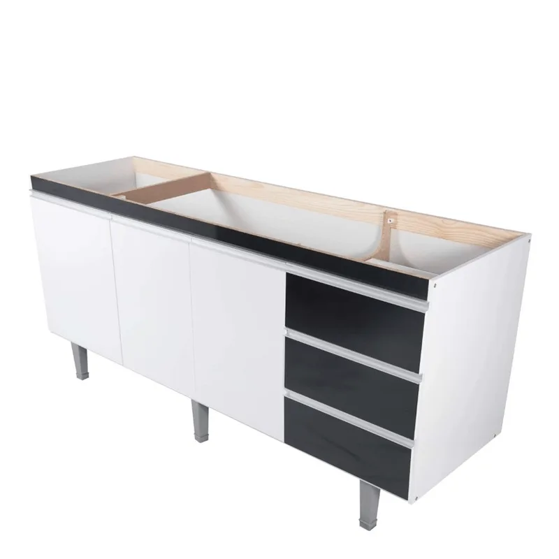 Gabinete Montebello p/ Pia 1,20MTS Branco e Preto Bonatto