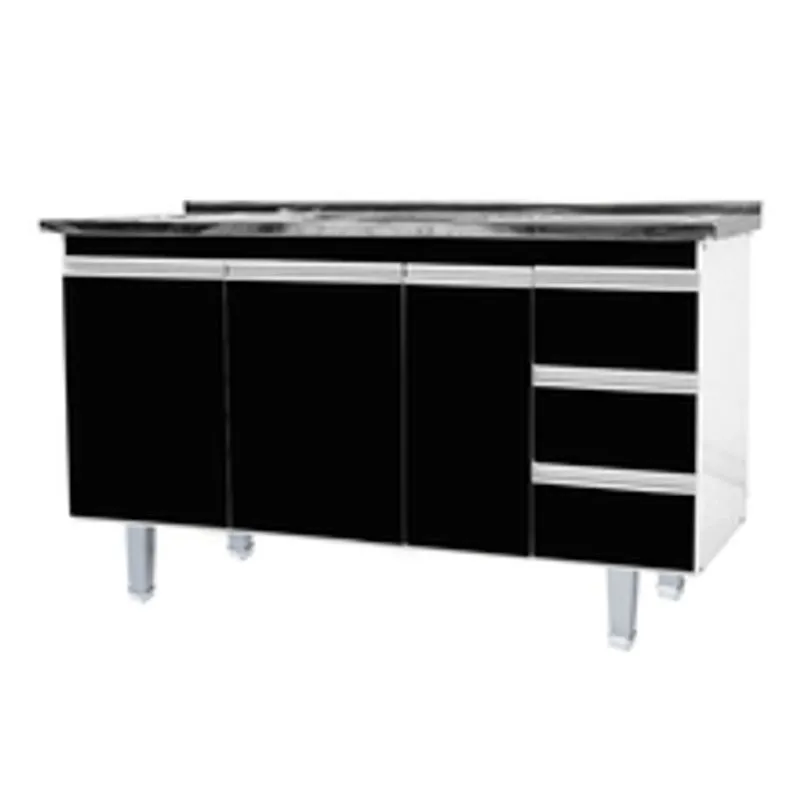 Gabinete New Siena p/ Pia 1,8m Branco e Preto Bonatto