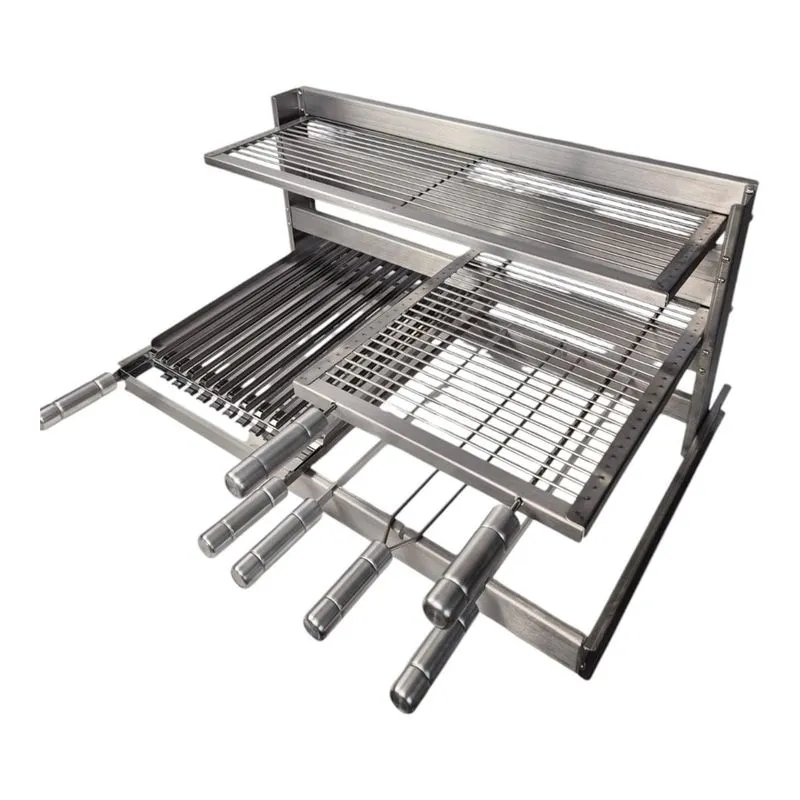 Grill Apartamento Flutuante 80x50 Grelha Parrilla + 3 Espetos
