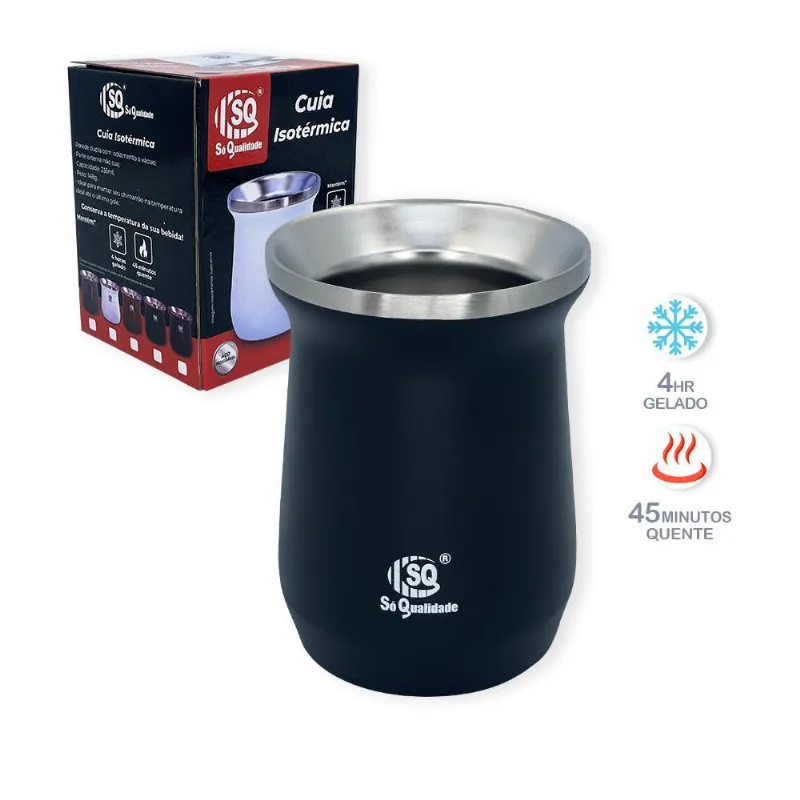 Cuia Térmica Preta Classic Mate 230ml