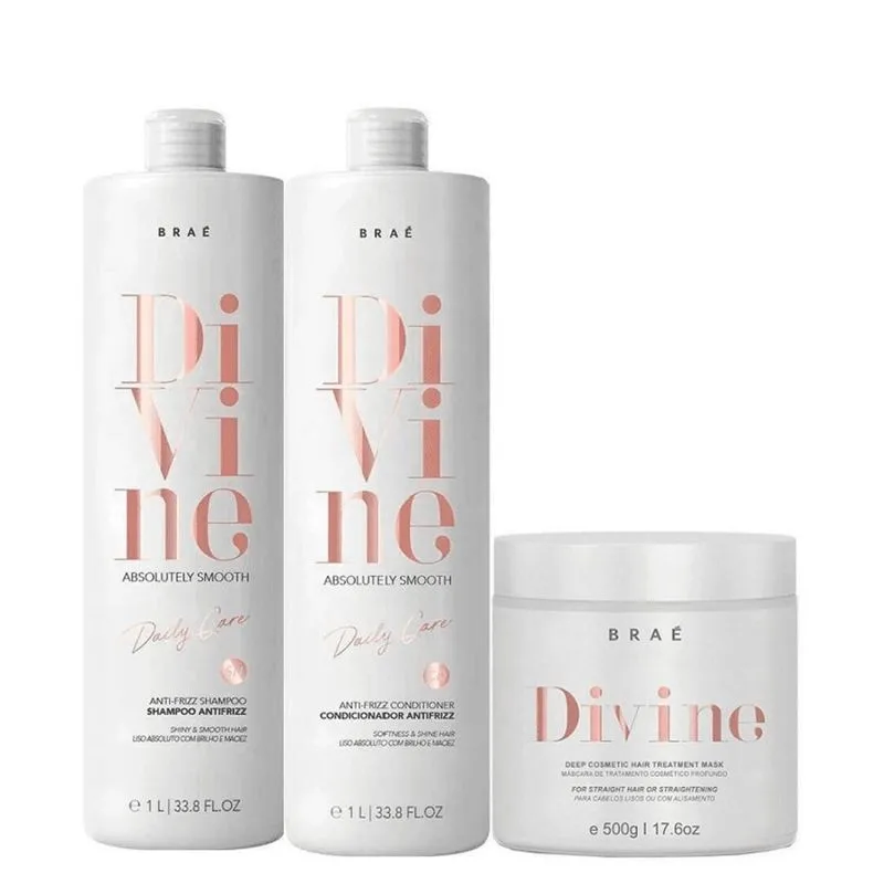 Shampoo e Condicionador 1L + Mascara 500ml BRAÉ Divine