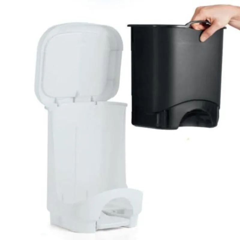 Lixeira Com Pedal 8l Cesto Removível Cozinha Banheiro Branco