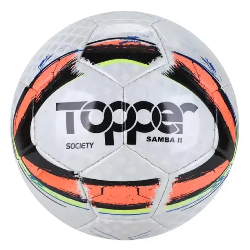 Bola Society Topper Samba Ii Costurada Amarelo Neon/vermelho