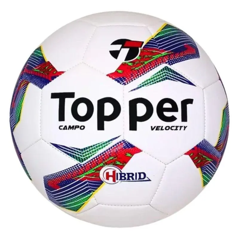 Bola De Futebol Campo Topper Velocity Hibrid Azul + Vermelho Tamanho Único