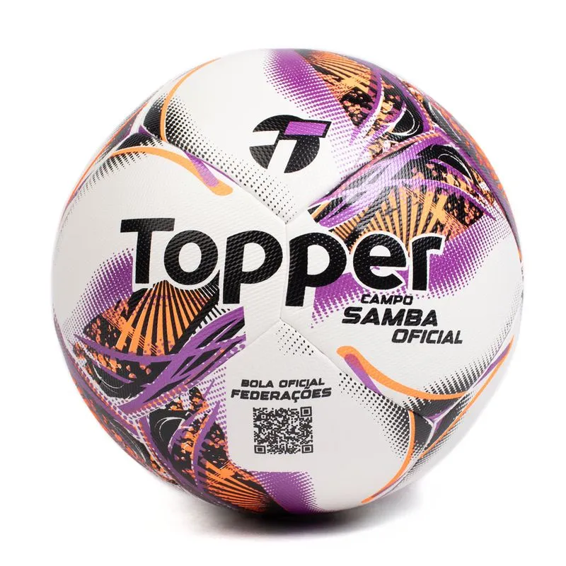 Bola Campo Topper Samba Oficial Branco/Laranja - U