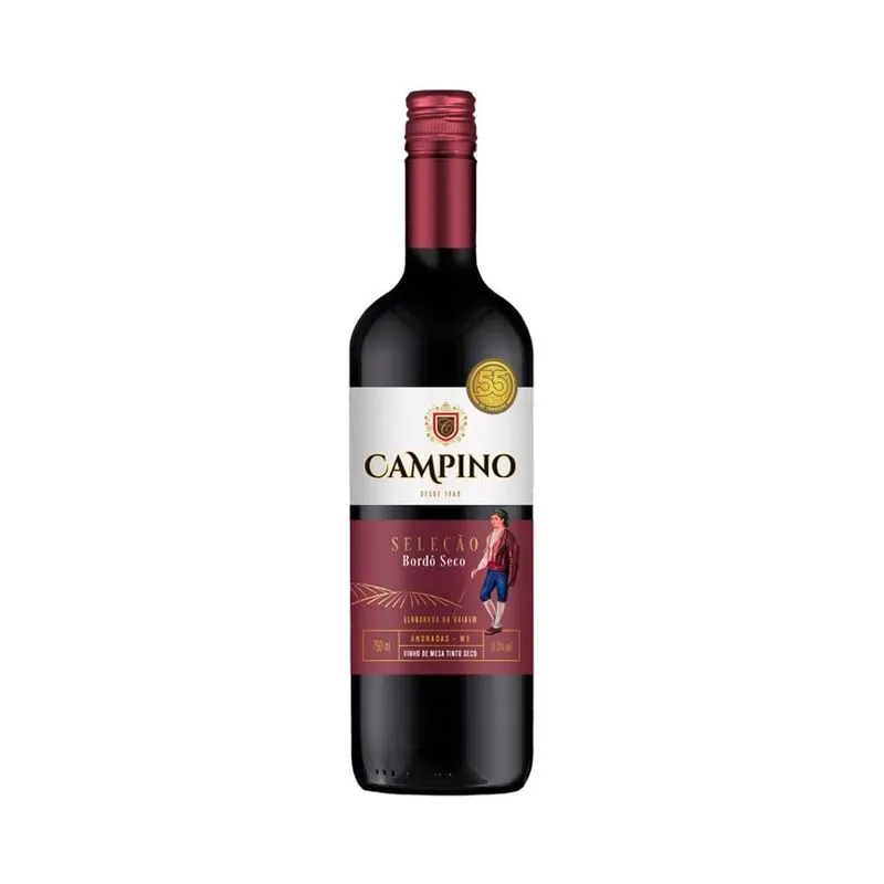 Vinho Nacional Tinto Bordô Seco Campino 750ml
