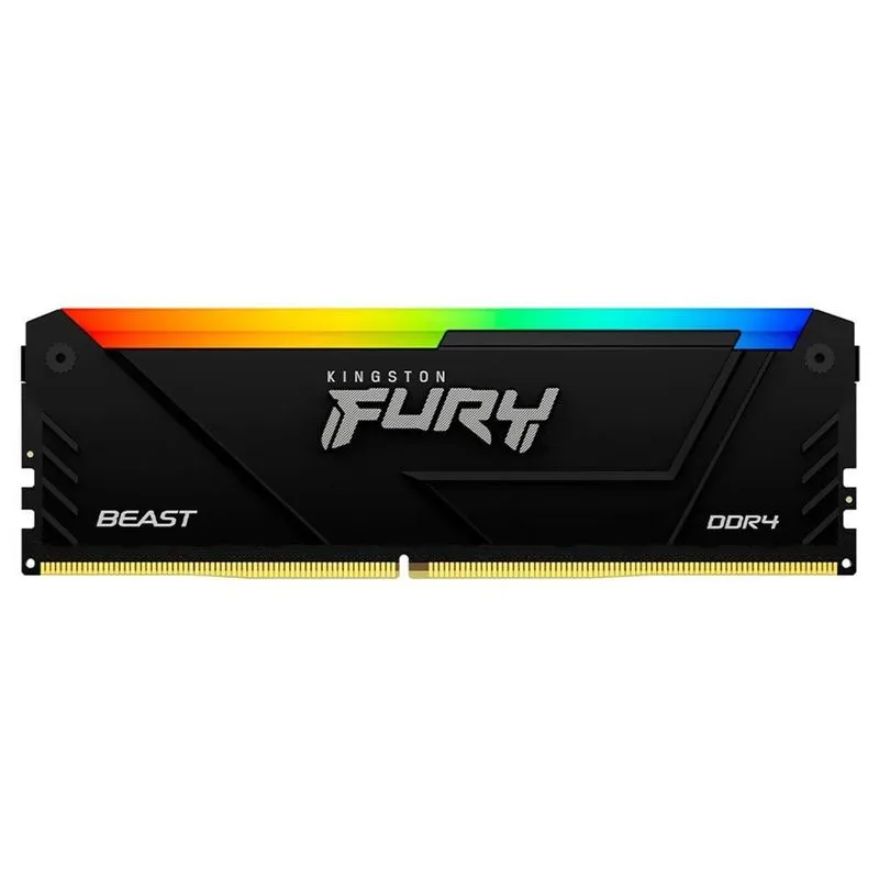 Memória Ram Kingston Fury Beast Ddr4 32gb 3200mhz Rgb Kf432c16bb2a/32 Alta Performance Iluminação Rgb Preto Gaming