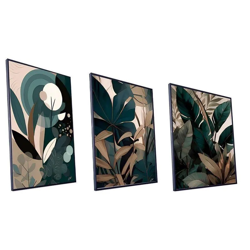Kit Quadro Dirce Canvas Com Vidro Tamanho-moldura 70x50 Caixa Cor Preta