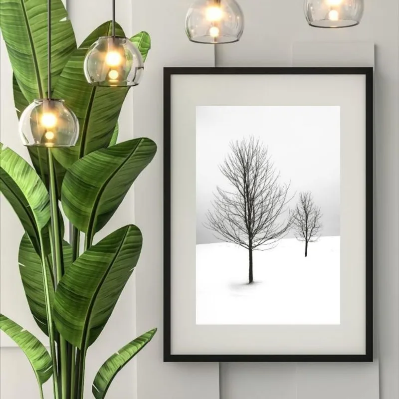 Quadro Minimalista Árvores Na Neve - 60x48cm