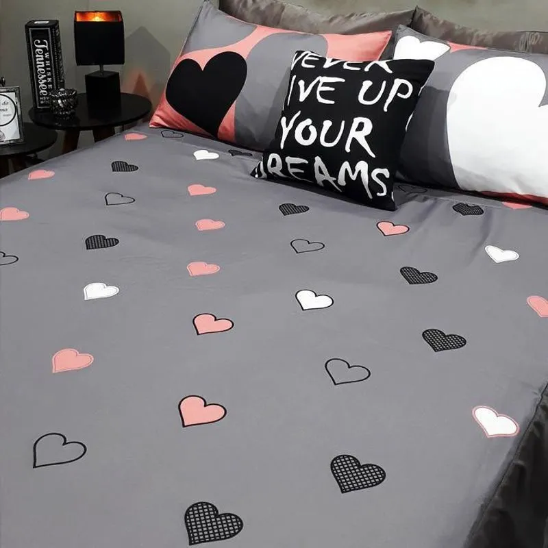 Lençol com elástico casal queen 4 pç love c/ almofada decor