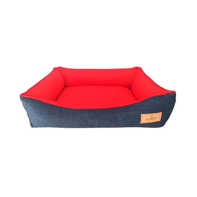 Cama Amf Jeans Vermelha Para Cães E Gatos - Tamanho 2