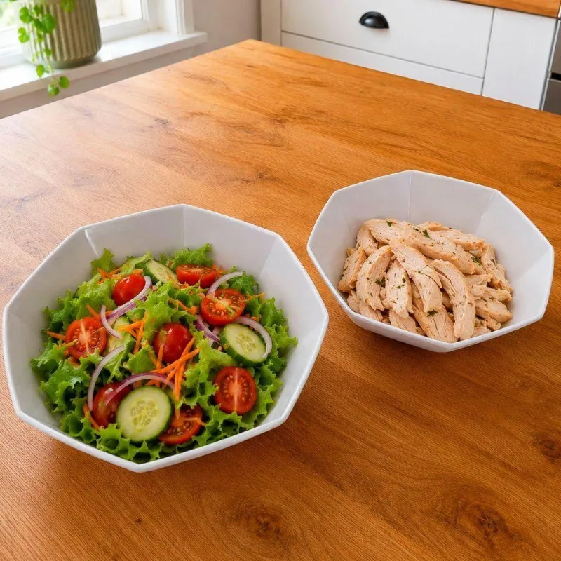 Jogo de Tigela e Saladeira em Melamina Resistente Kit Cozinha Branco