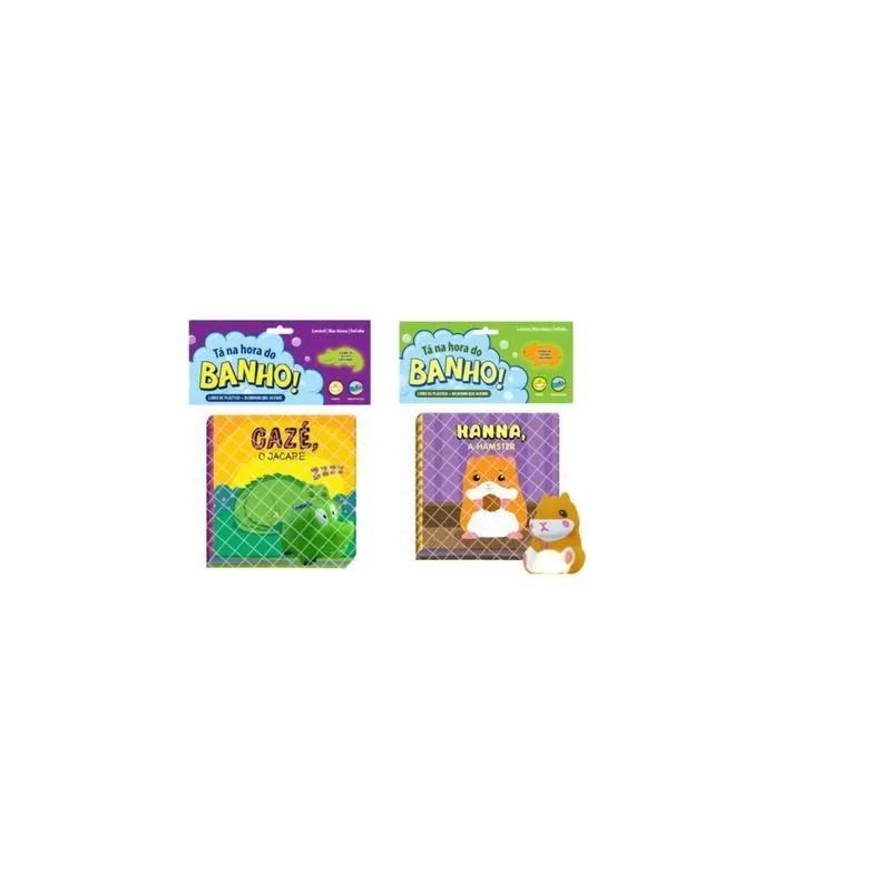 2 Livro Banho Animais Jacaré E Hamster Bebe Feliz Infantil