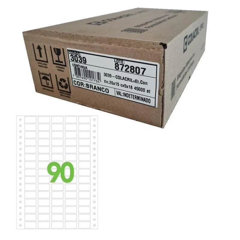 Etiqueta 3039 26X15 - 5X18 C/45000 Colacril