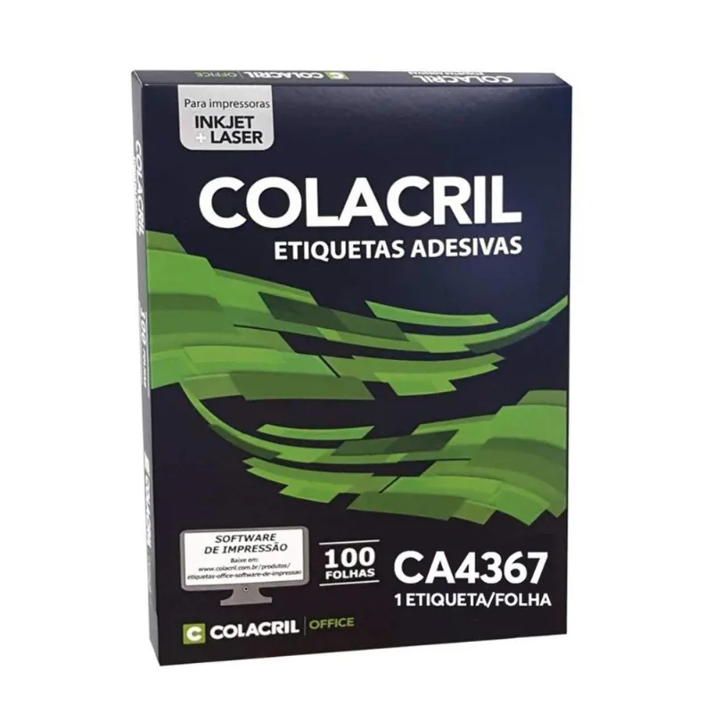 Etiqueta Adesiva Colacril CA4367 210x297mm com 100 etiquetas