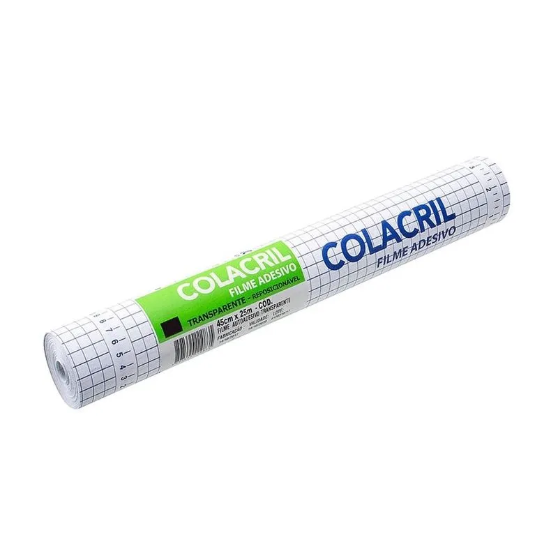 Plástico Adesivo Colacril 45cmX25m Transparente