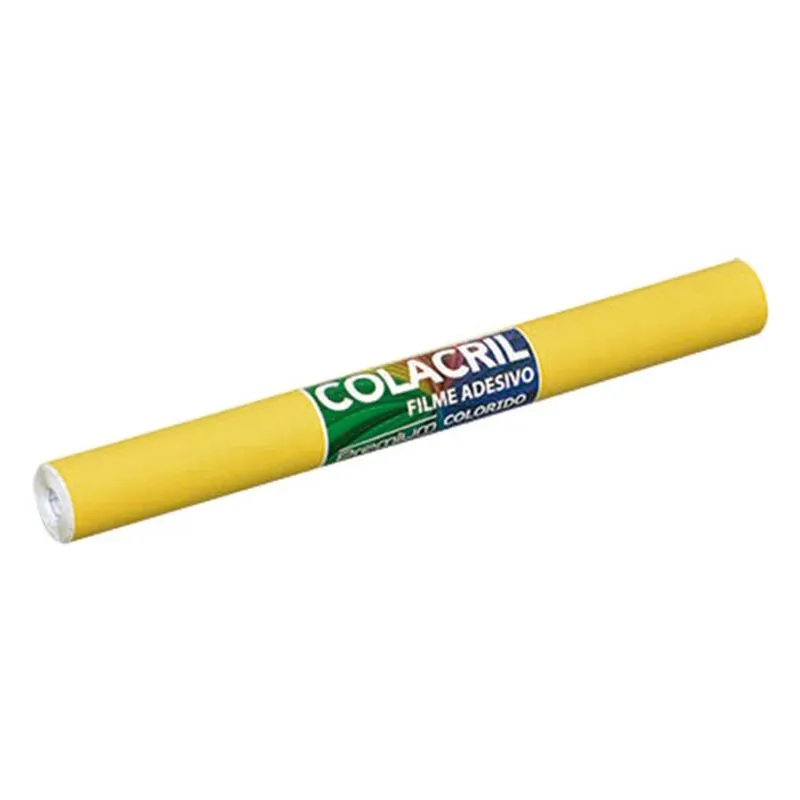 Papel Filme Adesivo, 45 cm x 10 m, Colacril - Amarelo - 301A11C71C