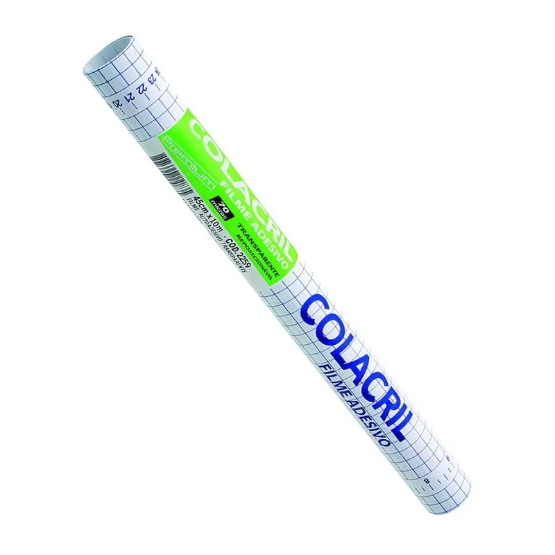 Plástico Adesivo Colacril 45cmX10m Transparente
