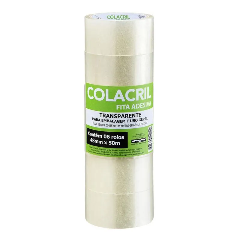 Fita Transparente Colacril Ft48100 48mmx100m Com 5 Unidades