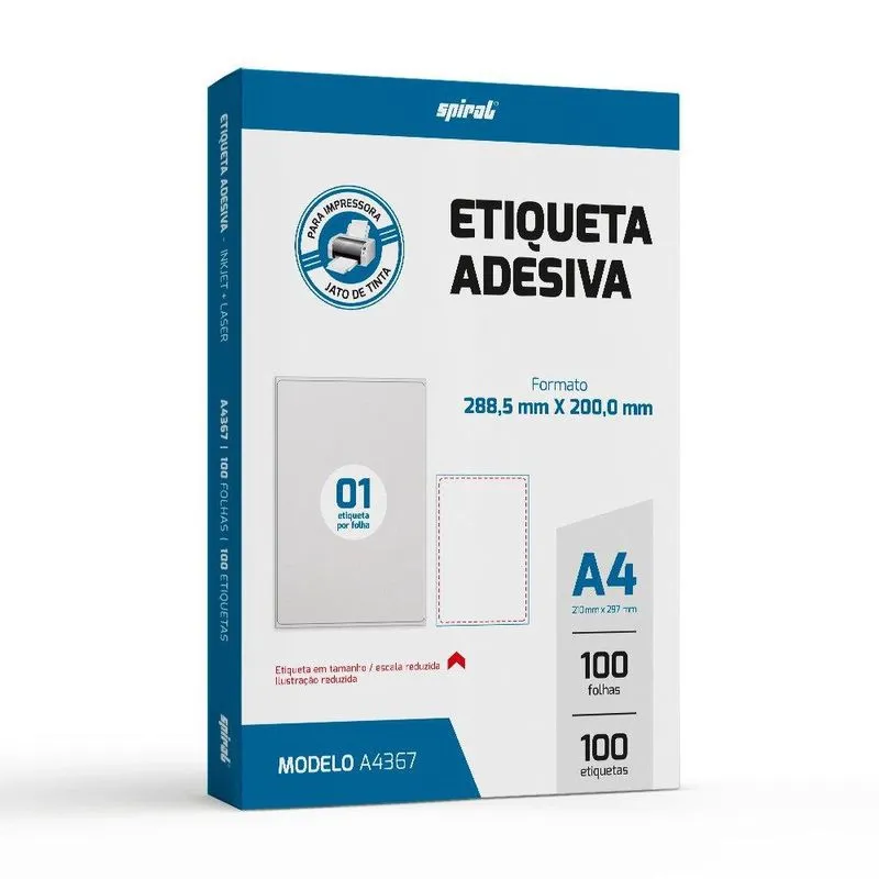 Etiqueta ink-jet laser A4 288,5x200,0 367 Spiral pt 100 un