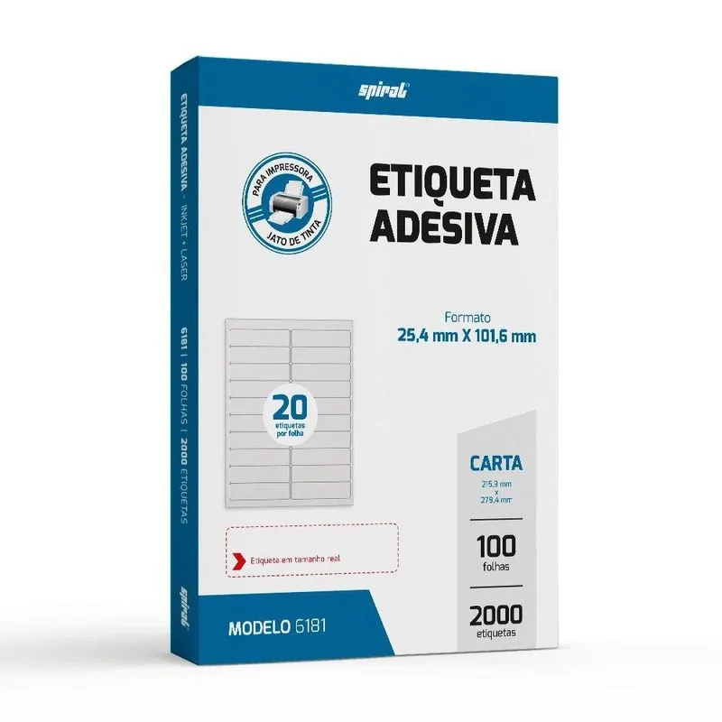 Etiqueta ink-jet laser Carta 25,4x101,6 6181 Spiral pt 2000 un