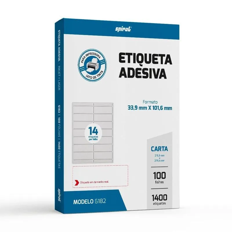 Etiqueta ink-jet laser Carta 33,9x101,6 6182 Spiral pt 1400 un