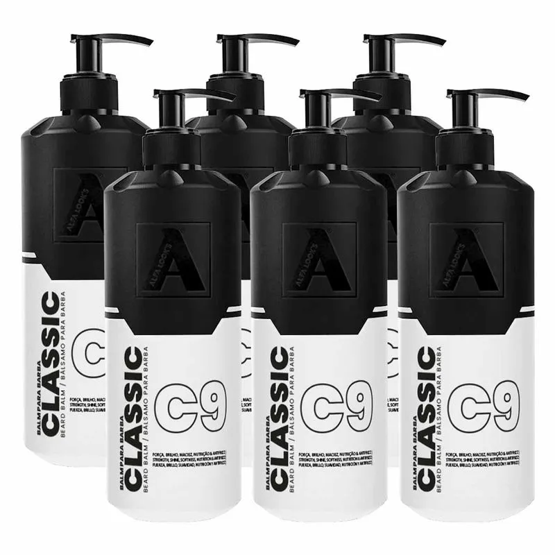 Kit 6x Balm Barba Hidratante Classic C9 200ml Alfa Looks