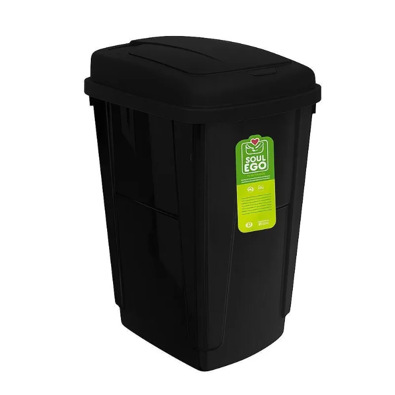 Lixeira Click Grande 7,5L Plástico de Pressão com Abertura por Clique Preto