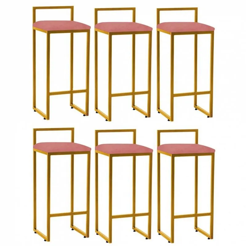 Kit 06 Banqueta Alta Lina Dourado Rose Gold