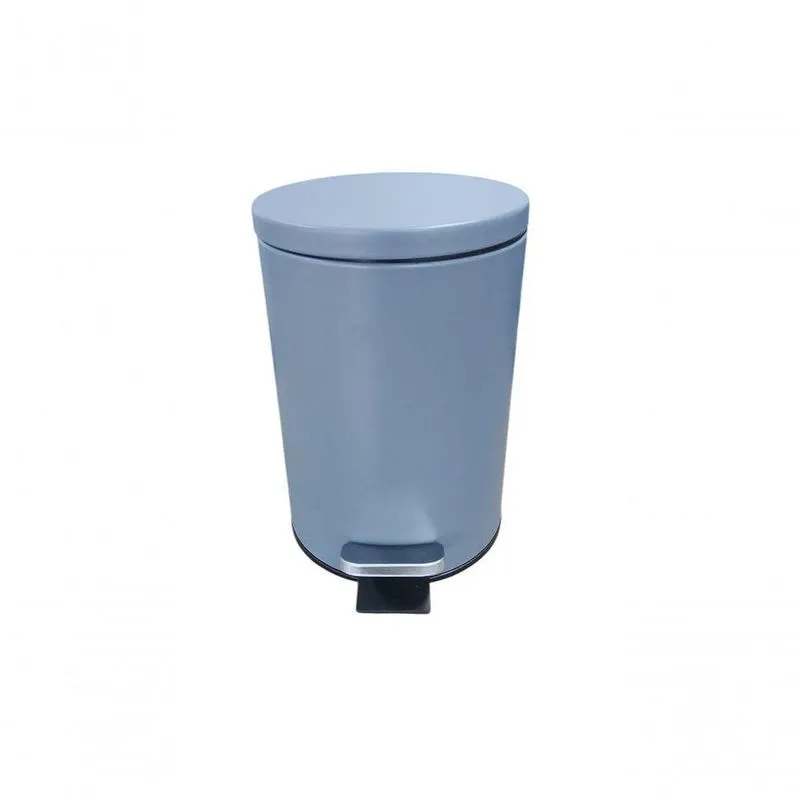 Lixeira Com Pedal Redonda 5l Aço Inox Abertura Por Pedal Cinza Matte Powermaid