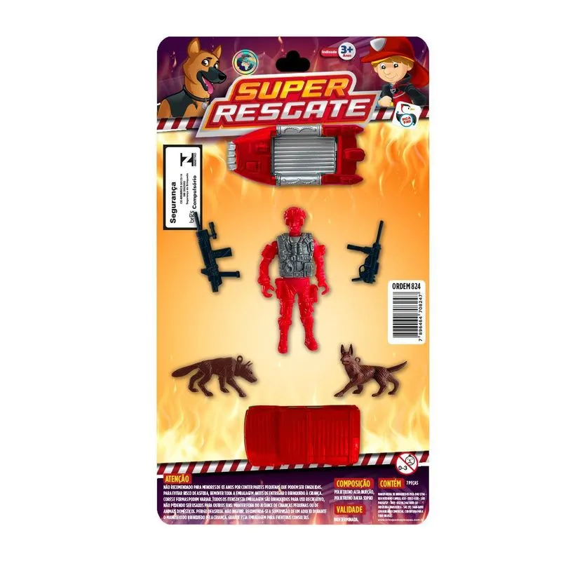 Kit Bombeiros Resgate Barco Cachorro Brinquedo Infantil
