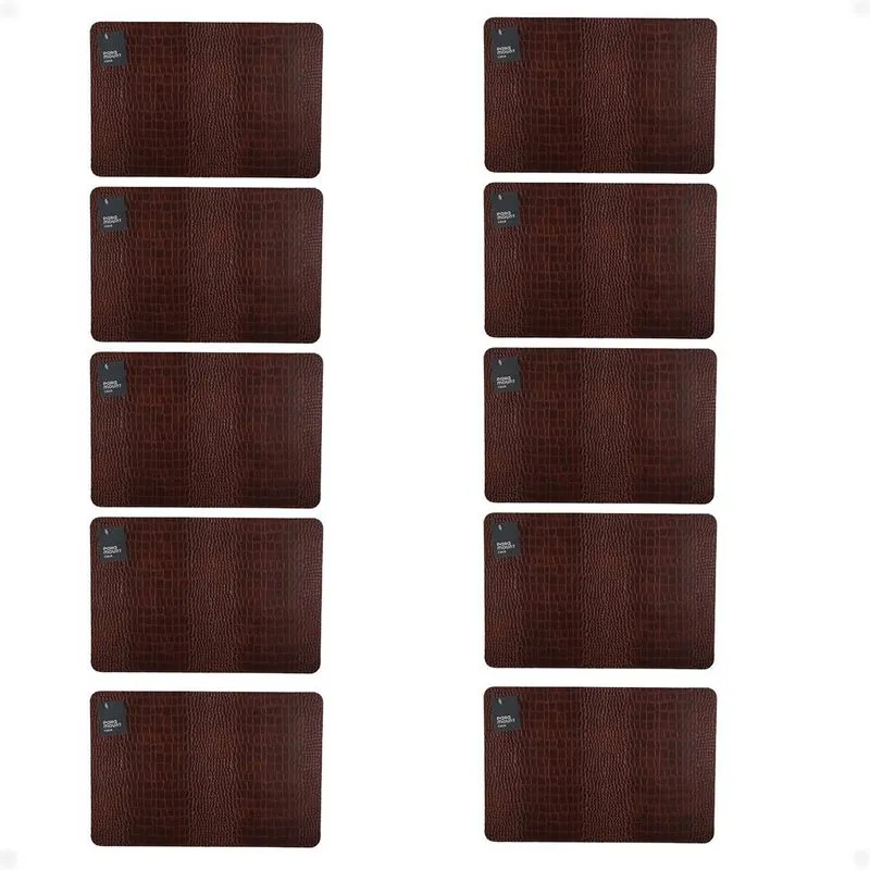 Kit 10 Lugar Americano Prático Premium Croco 45x30 Cm Marrom