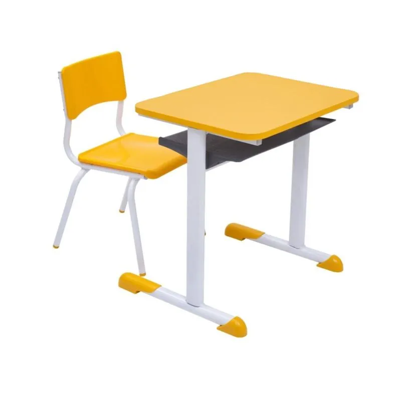 Conjunto Escolar Individual Juvenil/Adulto cor Amarelo