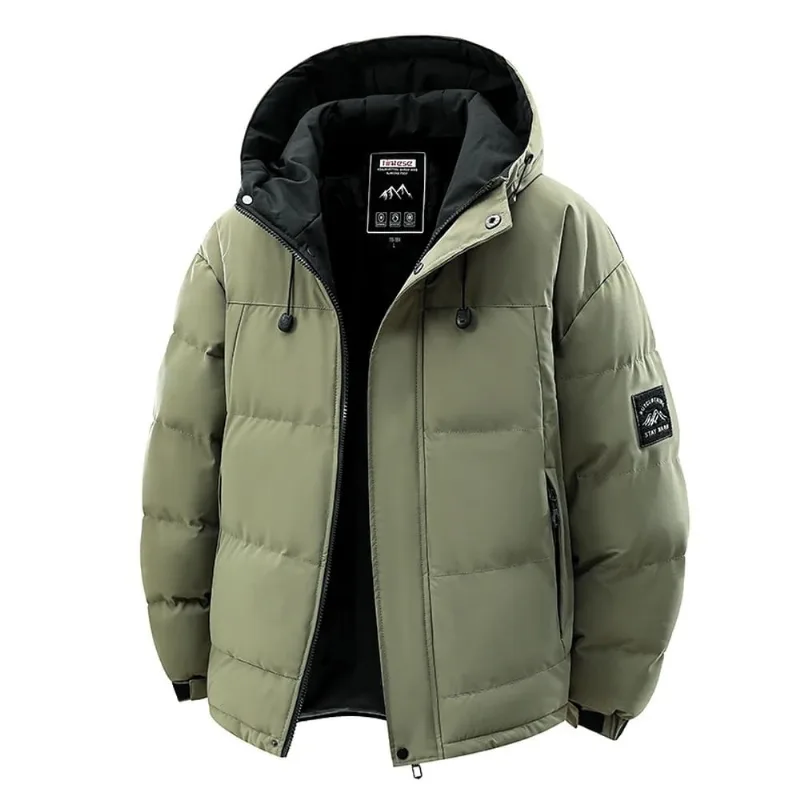 Jaqueta De Inverno Forrada Masculina Com Ziper Verde GG