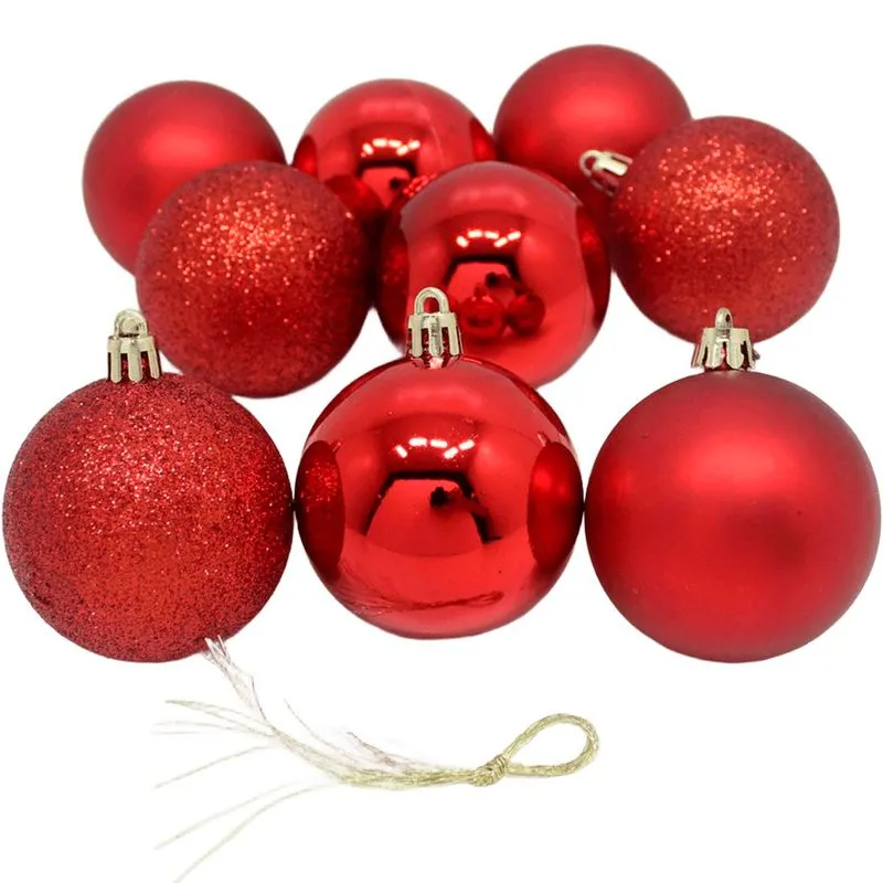 Kit 36 Bolas Vermelha Árvore Natal Lisa Fosca Gliter De 60mm
