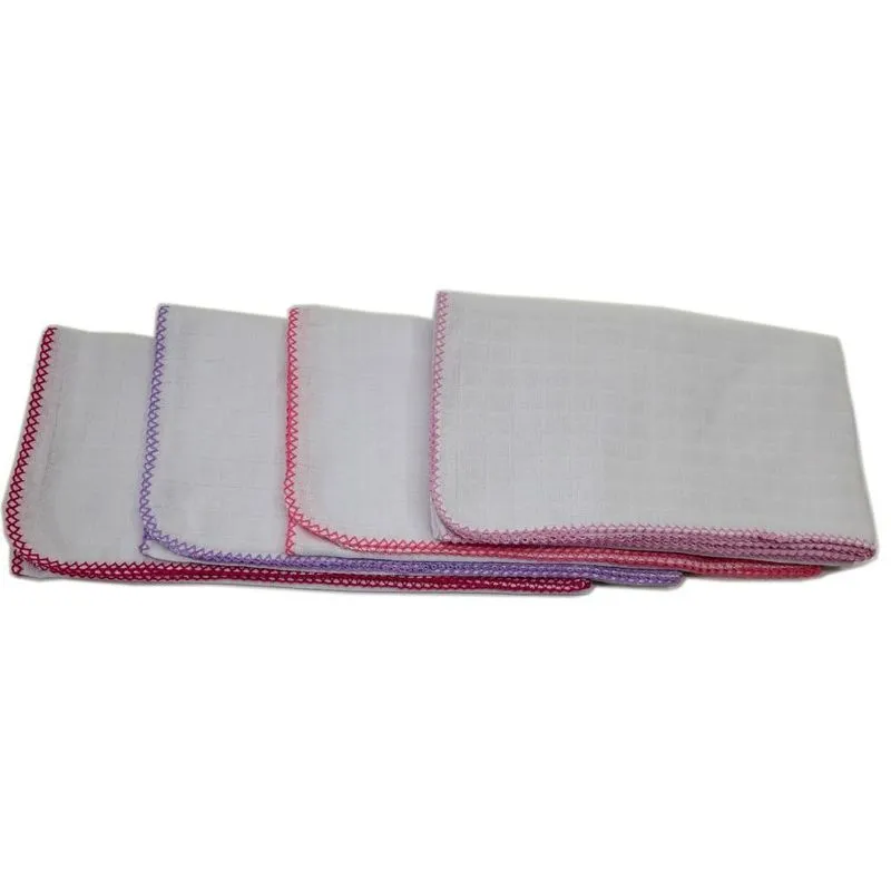 Toalha Fralda Quadriculada 68x110cm Com Crochê Rosa