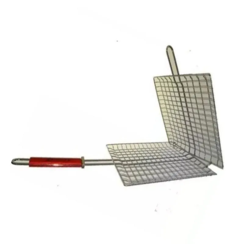 Grelha Inox Dobrável Churrasco Peixe Frango 40x30x60cm