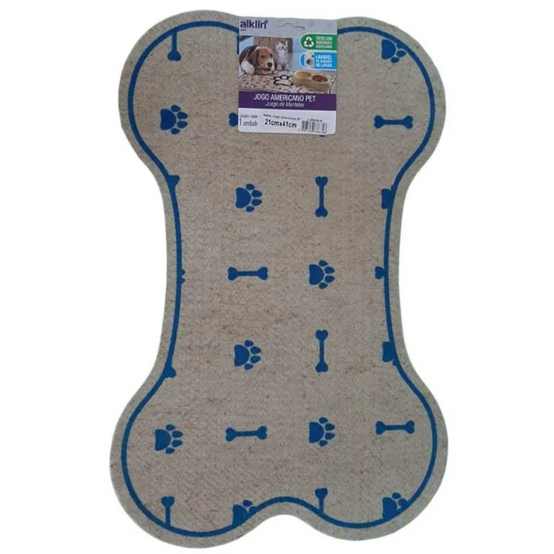 Jogo/tapete Americano Pet - Azul E Cinza