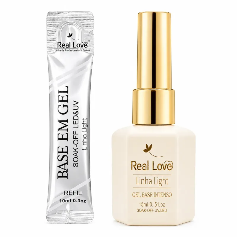 Kit Gel Base Blindado + Refil Base Real Love 15Ml + 10Ml
