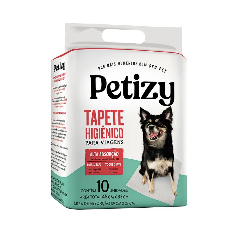 Tapete Higiênico Pet Para Viagens 45 X 33 Cm 10 Peças