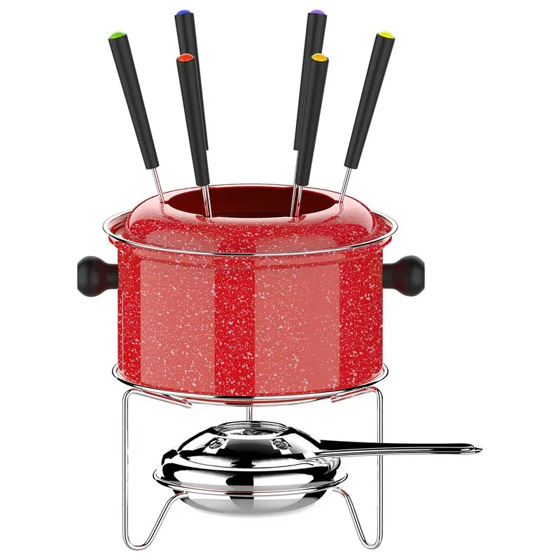 Conjunto De Fondue Vermelho 10 Peças
