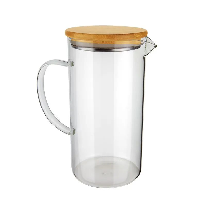 Jarra De Vidro Slim Com Tampa De Bambu 1,2L