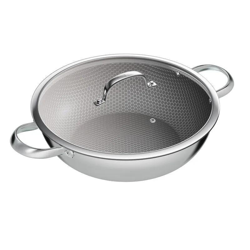 Wok Hexxa 3D Ceramic 32cm com Alça Wok Hexxa 3D Antiaderente 32cm com Alça