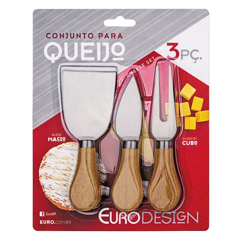 Conjunto Para Queijo 3 Peças Euro Home